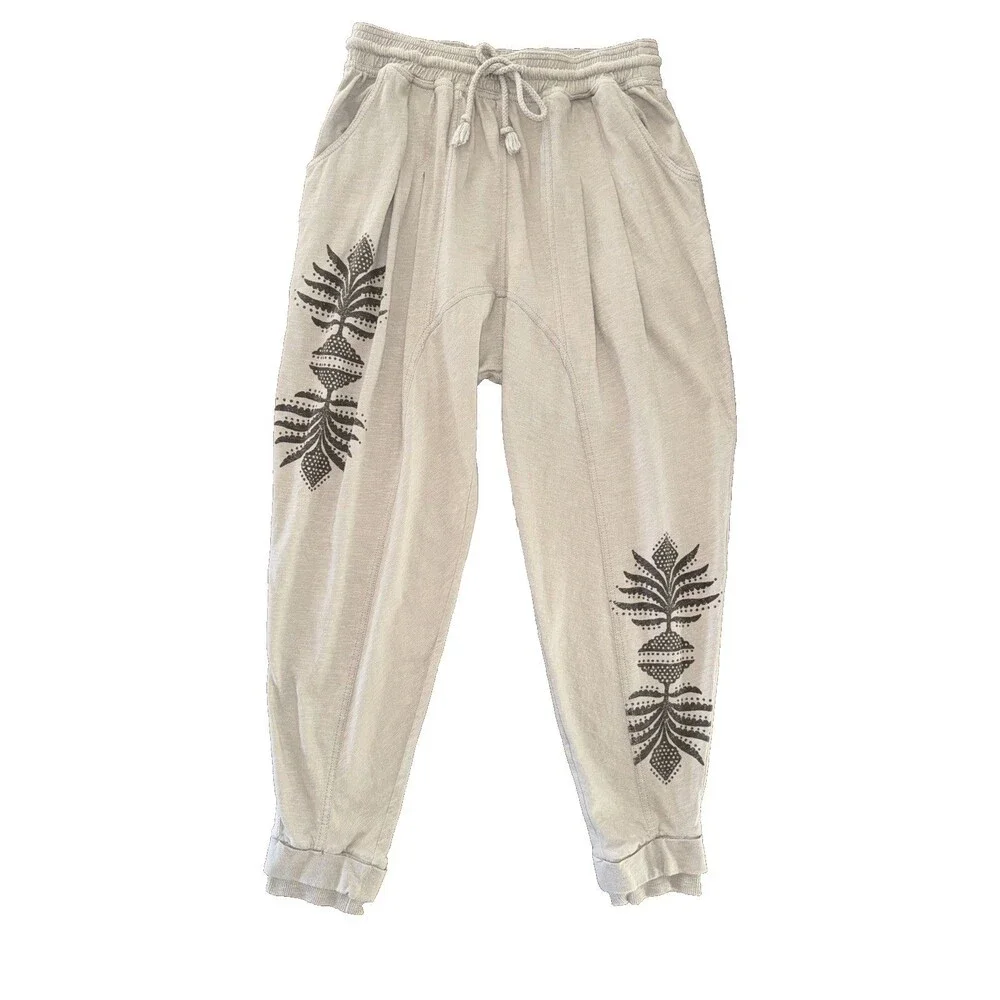 Anthropologie Daily Practice Harem Jogger Sage Taupe Aztec Drop Crotch XS 25”